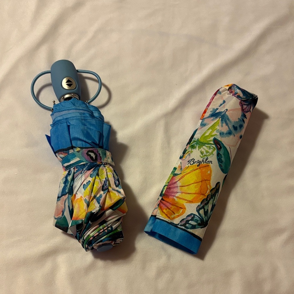 Brighton Vibrant Butterfly Umbrella with Blue Accents